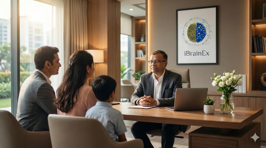 Professional counseling session with a family at iBrainEx